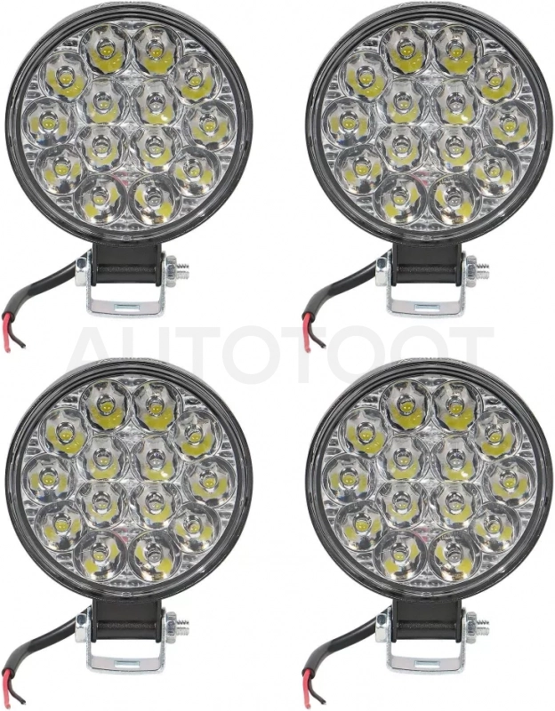 Фара светодиод. круглая, 14LED, направленный свет, 14Вт, 83х83х22мм, 12В, кмпл. 4шт., STANDART