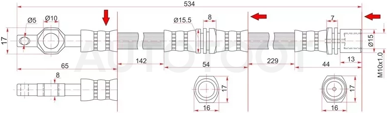 Шланг тормозной передний (Таиланд) TOYOTA CROWN/MAJESTA 87-01 LH=RH
