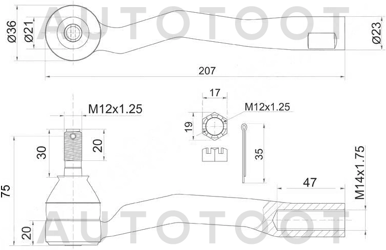 Наконечник рулевой тяги левый -JSE0042L Just Drive для TOYOTA AVENSIS