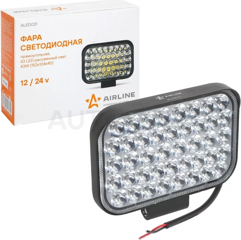 Фара светодиод. прямоугольная, 42LED, направленный свет, 42Вт, 152х104х40мм, 12/24В, PLUS - Артикул ALED021 - Производитель Airline - Фото, Отзывы, Цены