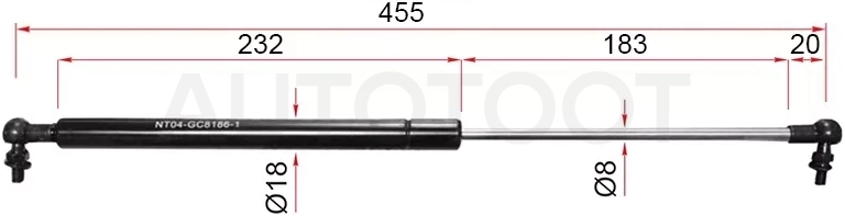 Амортизатор капота Toyota Land Cruiser Prado (J120) 02-09 / Lexus GX 02-09 / Toyota 4Runner 02-09 / Hilux Surf 02-09 (Справа=Слева)