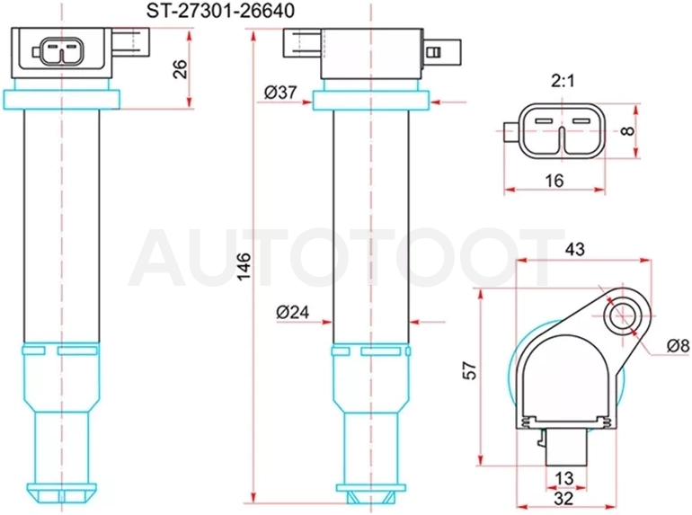 Катушка зажигания HYUNDAI ACCENT05-10/KIA RIO 05-10 - Артикул ST2730126640 - Производитель Sat - Фото, Отзывы, Цены