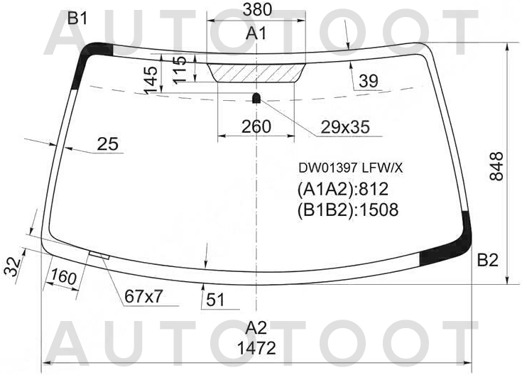 Стекло лобовое в клей -  для MAZDA TRIBUTE, FORD ESCAPE, FORD MAVERICK