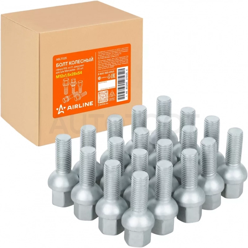 Болт колесный M12x1,5x28x54, сфера R12, кл.17, дакромет для а/м Mercedes