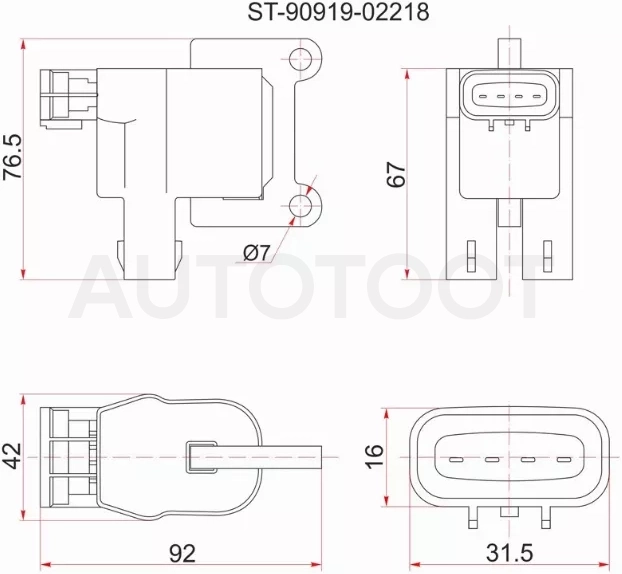 Катушка зажигания TOYOTA 3S/5S-FE (№2) 96- ST19#/ST21#/SV4#/SV55/SXV2#/SXM1#/SXN1#/SXU1# 1ZZ ZZV50