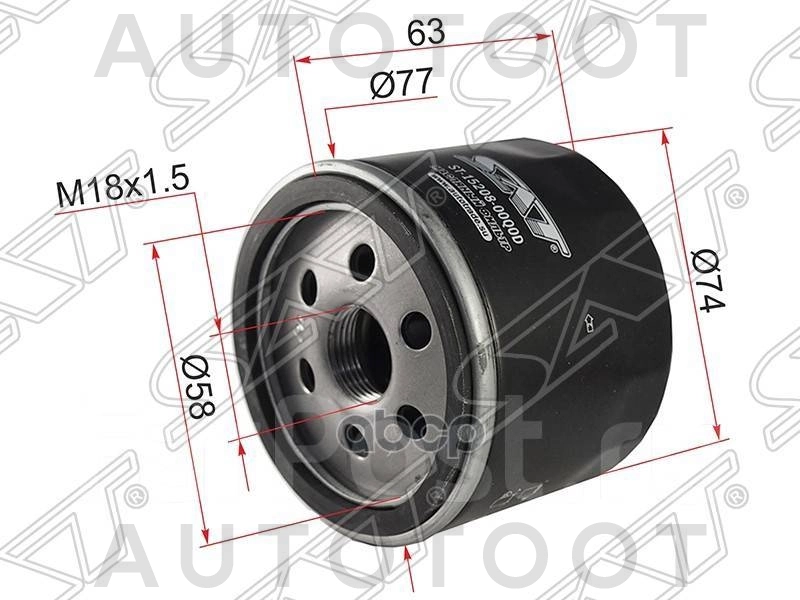 Фильтр масляный 1.5 дизель (86/90 л.с) -JFM0052 Just Drive для NISSAN CUBE, NISSAN QASHQAI, NISSAN TIIDA, NISSAN NOTE