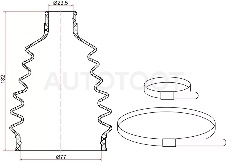 Пыльник шруса наружный TOYOTA FIELDER 06-12/PREMIO/ALLION ZRT26# 07-10 (2 хомута. резина)