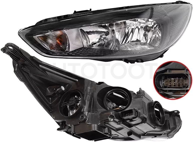 Фара Ford Focus 14-19 (Слева/ С электрокорректором/ Чёрная)