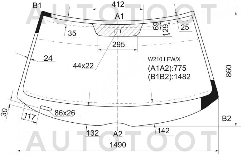 Стекло лобовое в клей -  для MERCEDES E-CLASS