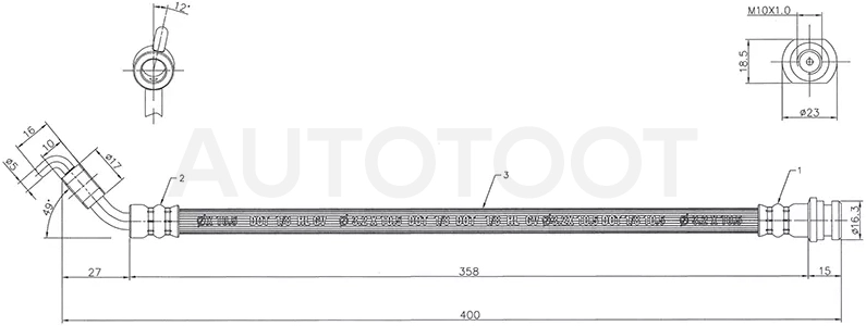 Шланг тормозной задний (Таиланд) SUZUKI GRAND VITARA II 05-16 RH - Артикул ST320009 - Производитель Sat - Фото, Отзывы, Цены