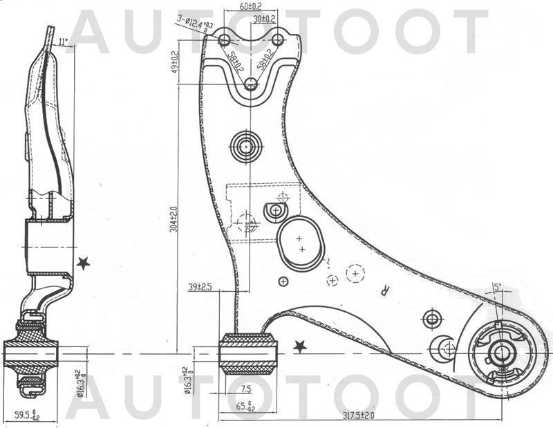 Рычаг передней подвески нижний правый -ST4806812300 Sat для TOYOTA AURIS, TOYOTA COROLLA, TOYOTA AVENSIS