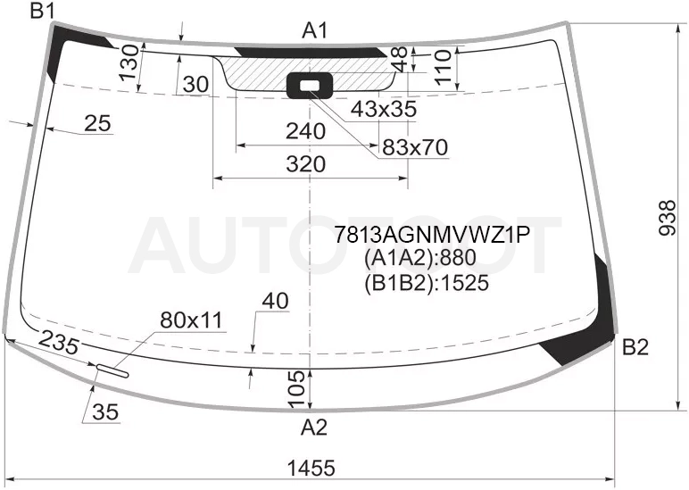 Стекло лобовое (Датчик дождя/ Молдинг) Skoda Yeti 09-14 - Артикул 7813AGNMVWZ1P - Производитель FUYAO - Фото, Отзывы, Цены