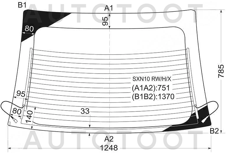 Стекло заднее (крышка багажника) с обогревом -  для TOYOTA NADIA