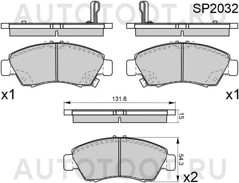 Колодки тормозные (Спереди) Honda Fit 01-07 / Capa 98-02 / Jazz 02-15 - Артикул SP2032 - Производитель Sangsin - Фото, Отзывы, Цены