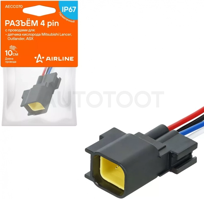 Разъём 4 pin с проводами для датчика кислорода Mitsubishi Lancer, Outlander, ASX