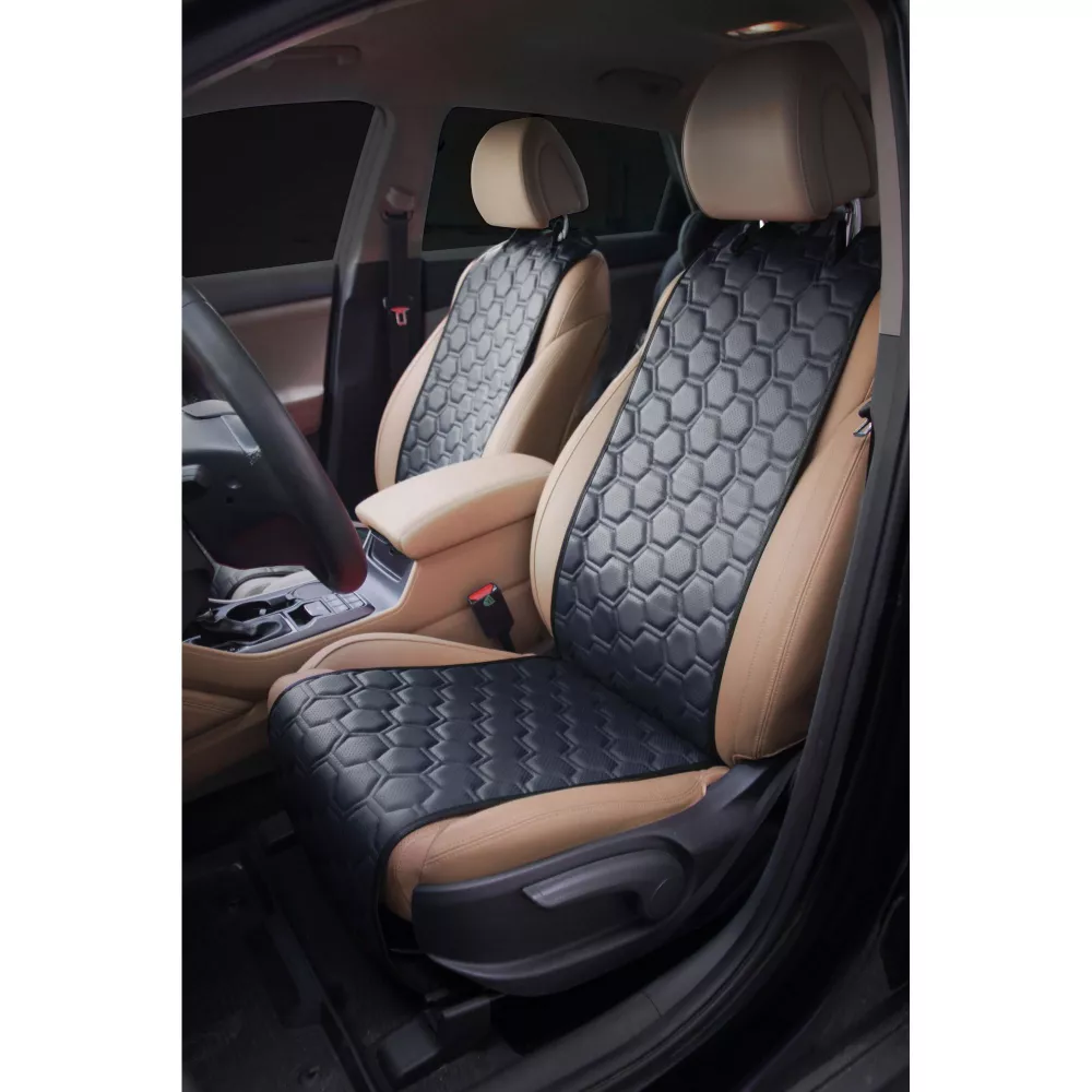 Накидки "Алькантара", передние (2 шт.), экокожа с перфорацией, черные - Артикул ACSSF01 - Производитель Airline - Фото, Отзывы, Цены 