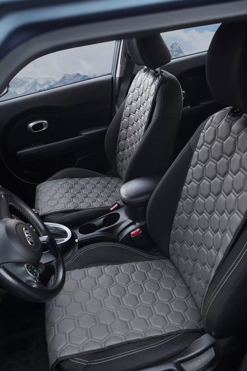 Накидки "Алькантара", передние (2 шт.), экокожа с перфорацией, серые - Артикул ACSSF02 - Производитель Airline - Фото, Отзывы, Цены 