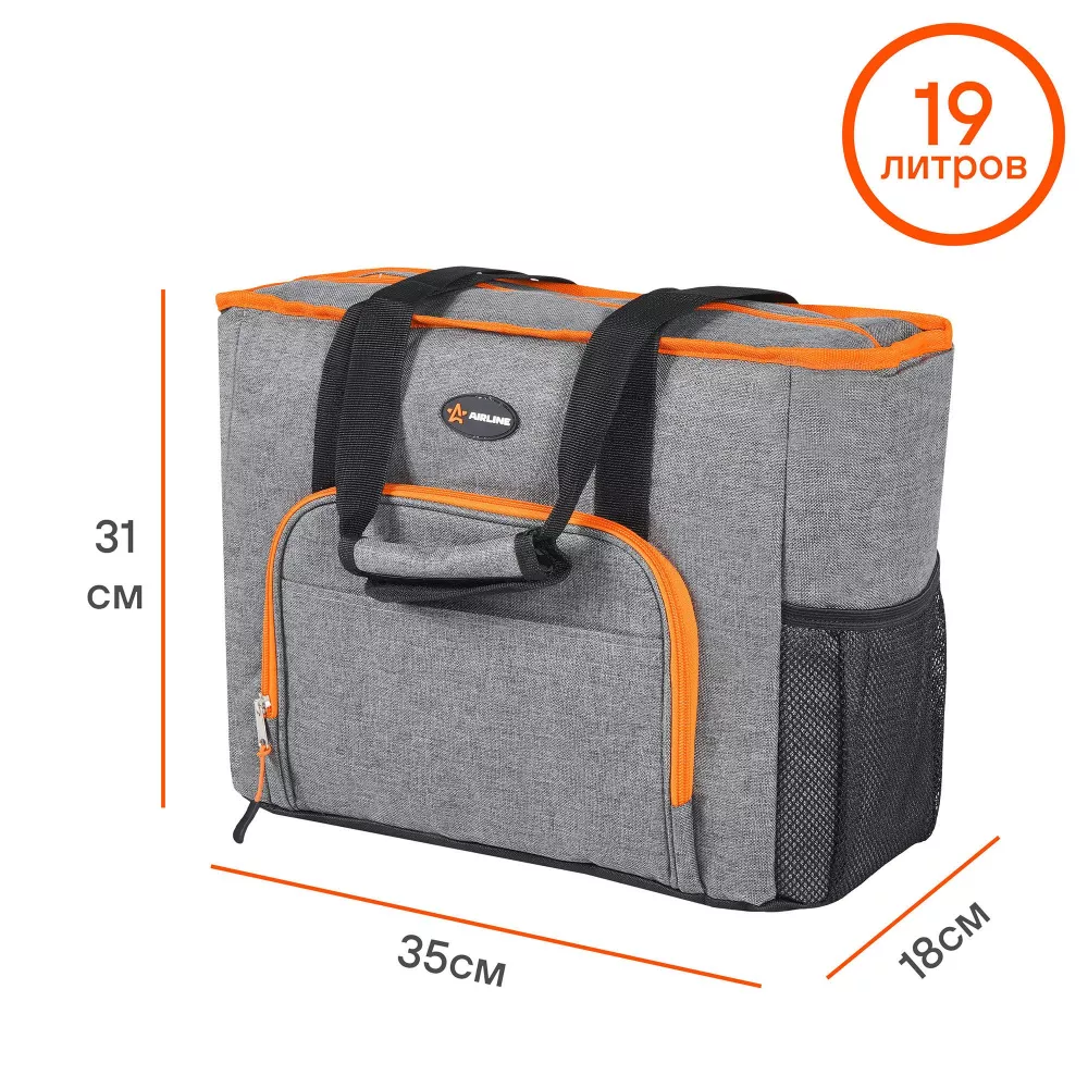 Сумка-холодильник (термосумка)Пляжная, 19л, 35,5*31*18см, водонепр.,сер. - Артикул ADCB005 - Производитель Airline - Фото, Отзывы, Цены 