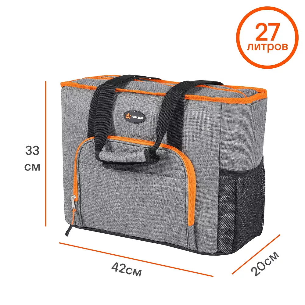 Сумка-холодильник (термосумка)Пляжная, 27л, 42*33*20см, водонепр.,сер. - Артикул ADCB006 - Производитель Airline - Фото, Отзывы, Цены 