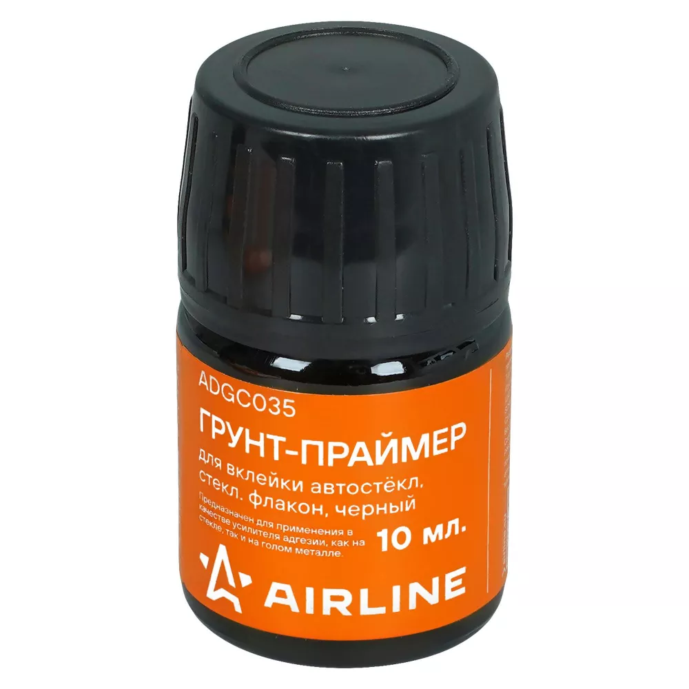 Грунт-праймер для вклейки автостёкл,10 мл. стекл. флакон, черный - Артикул ADGC035 - Производитель Airline - Фото, Отзывы, Цены 