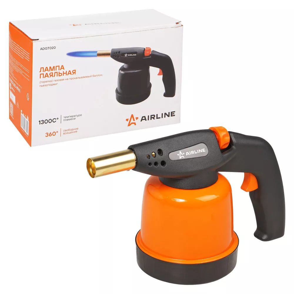 Лампа паяльная (горелка) газовая на прокалываемый баллон, пьезоподжиг, анти-вспышка - Артикул ADGT020 - Производитель Airline - Фото, Отзывы, Цены 