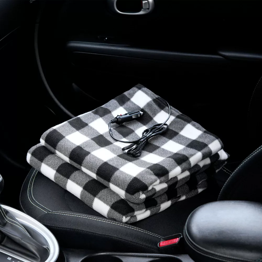 Плед с подогревом автомобильный 12В, 45Вт (140*110 см), флис, черно-белый - Артикул ADHC020 - Производитель Airline - Фото, Отзывы, Цены 