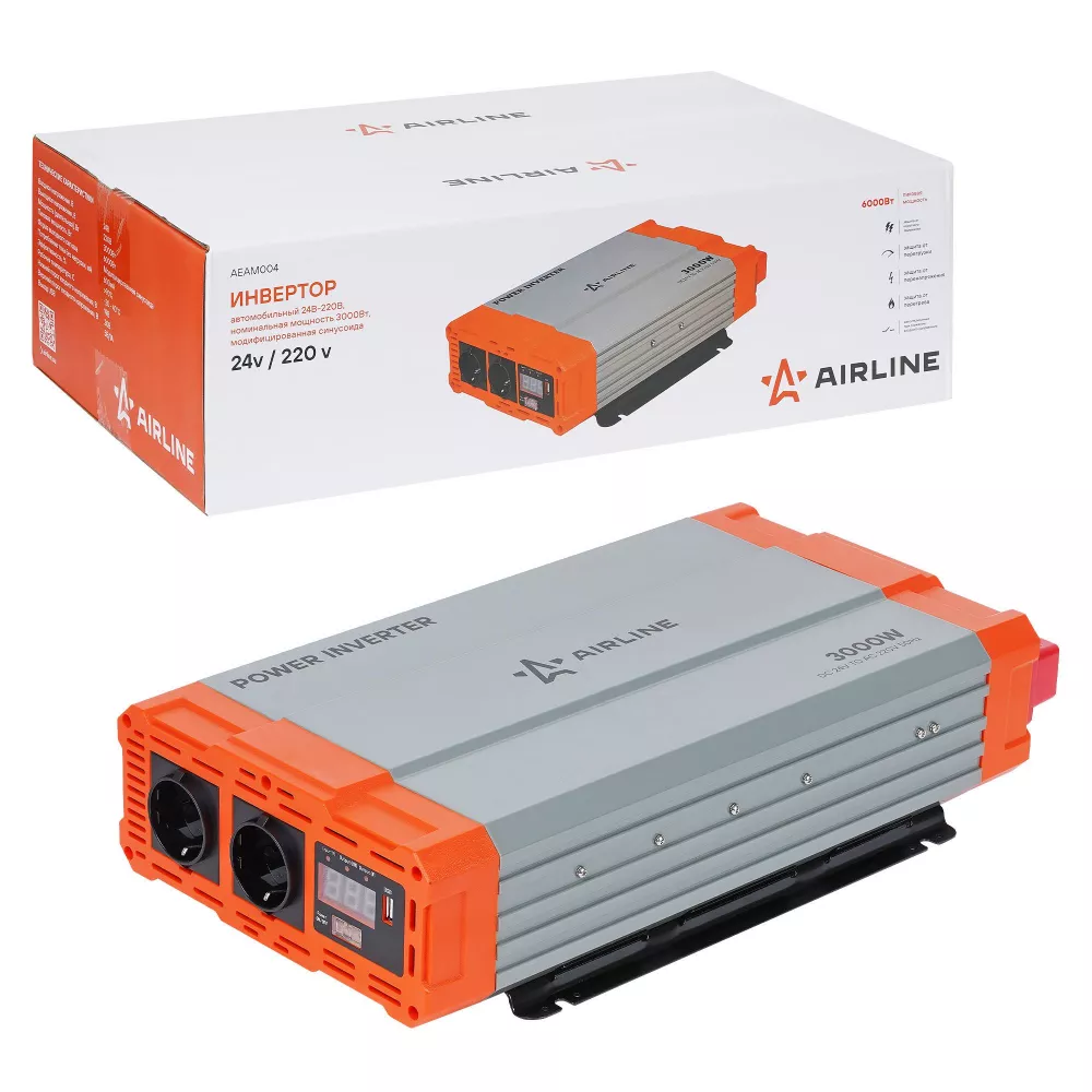 Инвертор автомобильный 24В-220В, 3000 Вт - Артикул AEAM004 - Производитель Airline - Фото, Отзывы, Цены 
