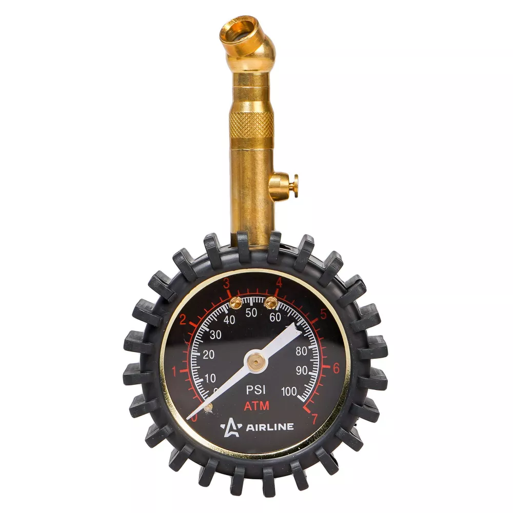 Манометр стрелочный металл. 7АТМ диам. 50мм обрезин. с клапаном сброса PRO - Артикул AEAS002 - Производитель Airline - Фото, Отзывы, Цены 