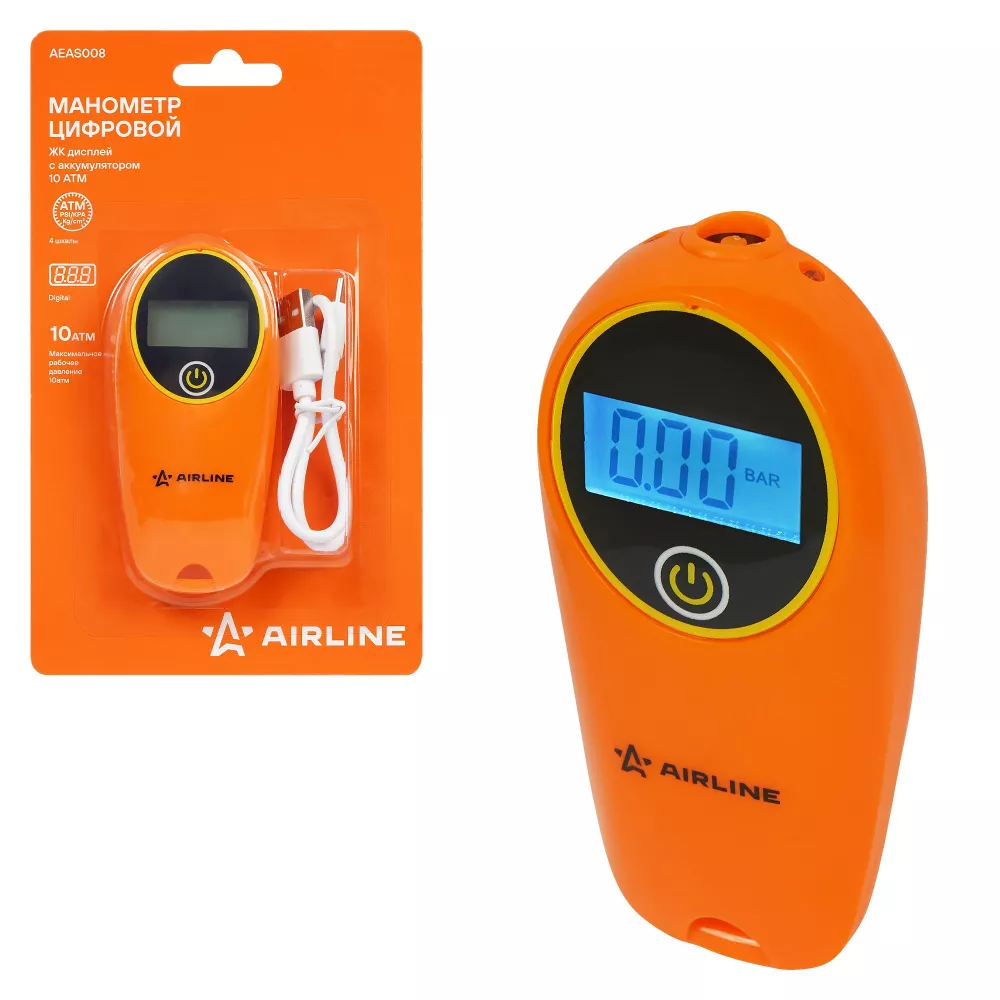 Манометр цифровой ЖК дисплей, с аккумулятором 10 АТМ - Артикул AEAS008 - Производитель Airline - Фото, Отзывы, Цены 