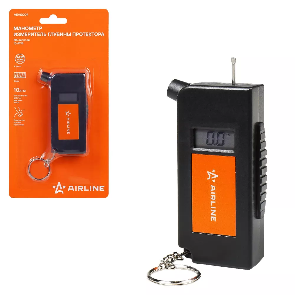 Манометр 2в1, ЖК дисплей 10 АТМ, измеритель глубины протектора - Артикул AEAS009 - Производитель Airline - Фото, Отзывы, Цены 