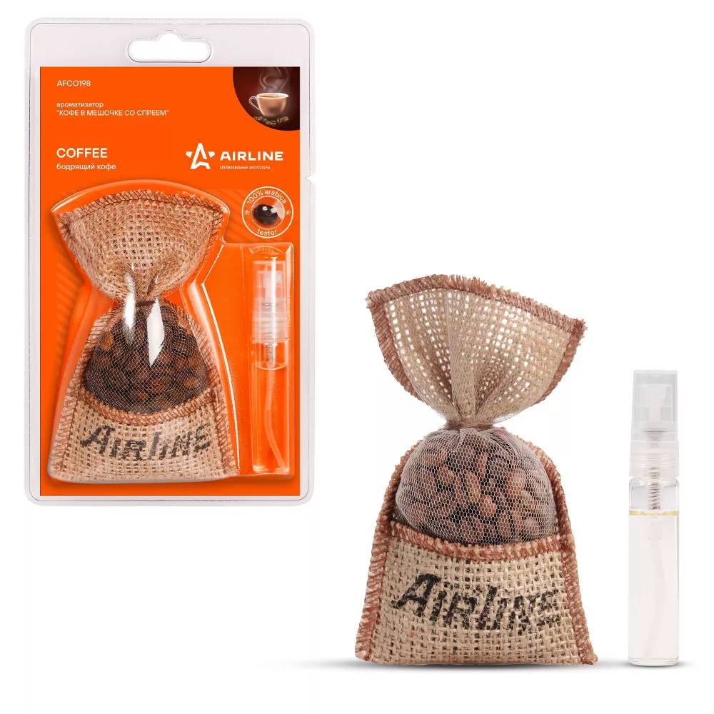 Ароматизатор "Кофе в мешочке со спреем" Бодрящий кофе - Артикул AFCO198 - Производитель Airline - Фото, Отзывы, Цены 