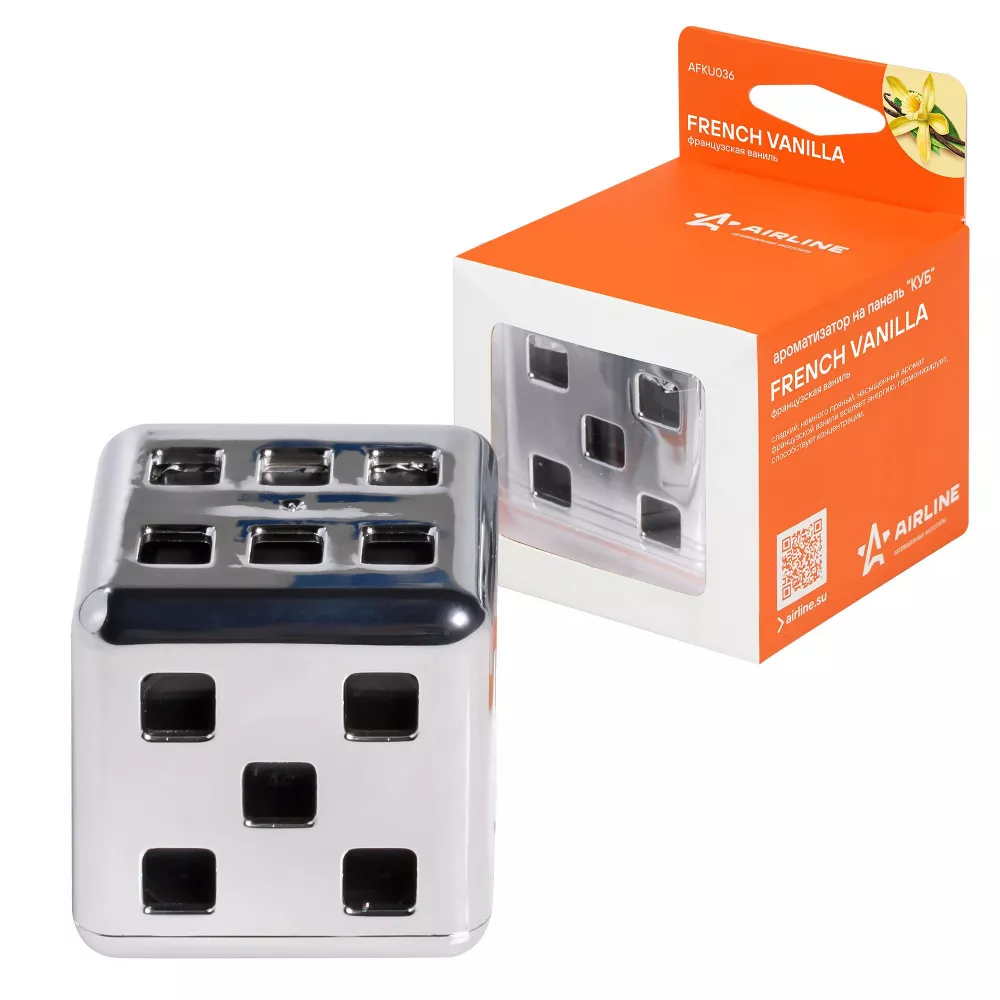 Ароматизатор на панель "Куб" французская ваниль - Артикул AFKU036 - Производитель Airline - Фото, Отзывы, Цены 