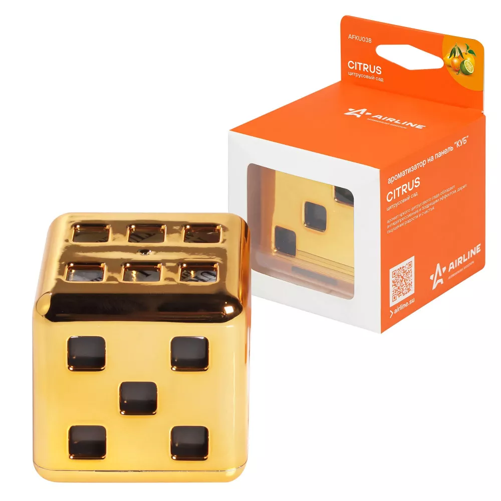 Ароматизатор на панель "Куб" цитрусовый сад - Артикул AFKU038 - Производитель Airline - Фото, Отзывы, Цены 