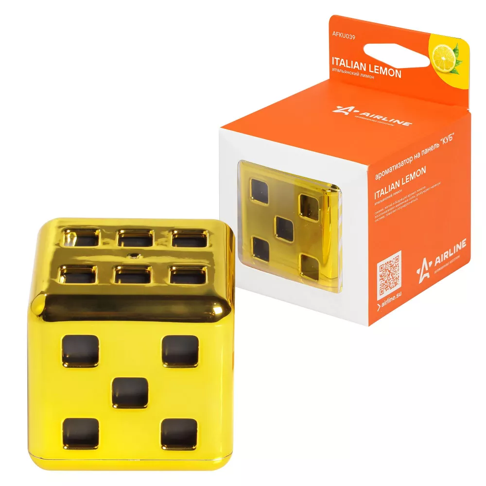 Ароматизатор на панель "Куб" итальянский лимон - Артикул AFKU039 - Производитель Airline - Фото, Отзывы, Цены 