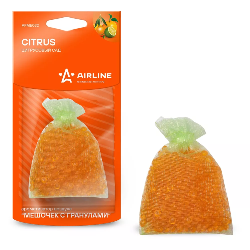Ароматизатор подвесной "Мешочек с гранулами" Цитрусовый сад - Артикул AFME032 - Производитель Airline - Фото, Отзывы, Цены 