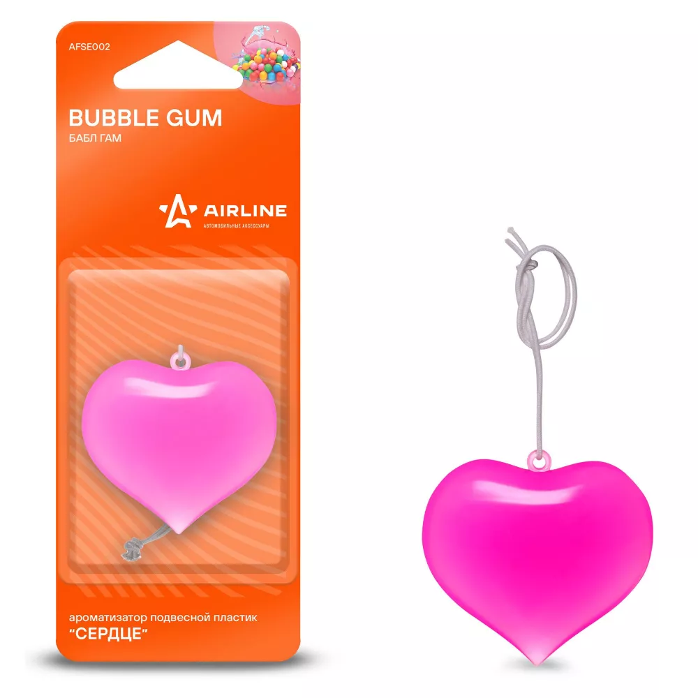 Ароматизатор подвесной пластик "Сердце" Бабл гам - Артикул AFSE002 - Производитель Airline - Фото, Отзывы, Цены 