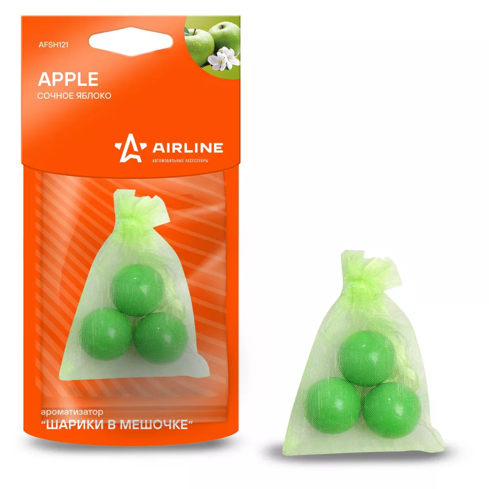 Ароматизатор "Шарики в мешочке" Сочное яблоко - Артикул AFSH121 - Производитель Airline - Фото, Отзывы, Цены 