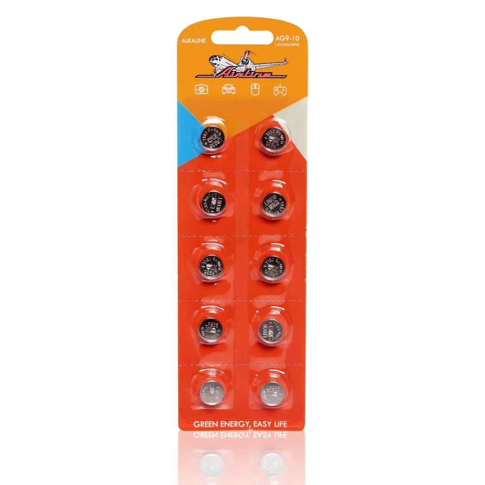 Батарейка AG9/LR936 щелочная 10 шт. - Артикул AG910 - Производитель Airline - Фото, Отзывы, Цены 