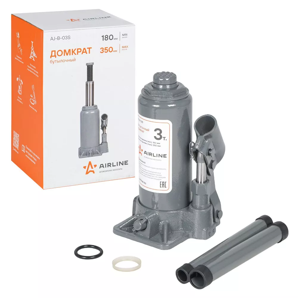 Домкрат бутылочный 3т 180-350мм - Артикул AJB03S - Производитель Airline - Фото, Отзывы, Цены 