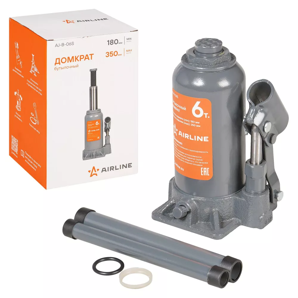 Домкрат бутылочный 6т 180-350мм - Артикул AJB06S - Производитель Airline - Фото, Отзывы, Цены 