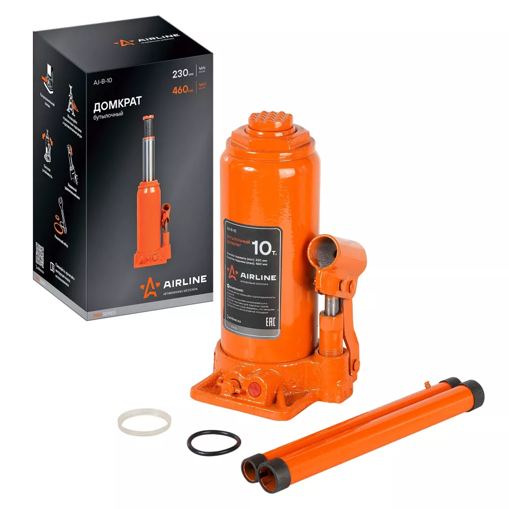 Домкрат бутылочный 10т 230-460мм PRO - Артикул AJB10 - Производитель Airline - Фото, Отзывы, Цены 