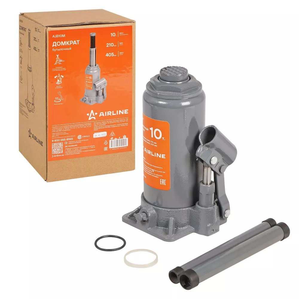 Домкрат бутылочный 10т 210-405мм - Артикул AJB10M - Производитель Airline - Фото, Отзывы, Цены 