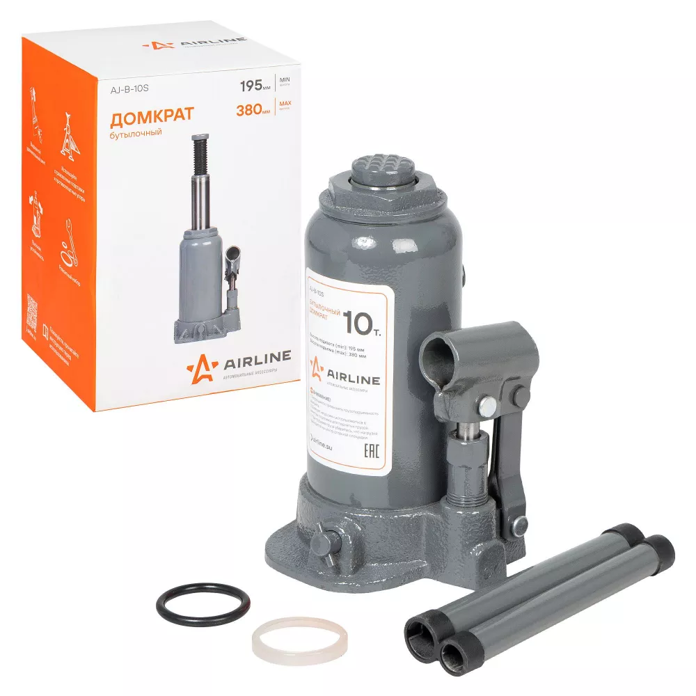 Домкрат бутылочный 10т 195-380мм - Артикул AJB10S - Производитель Airline - Фото, Отзывы, Цены 