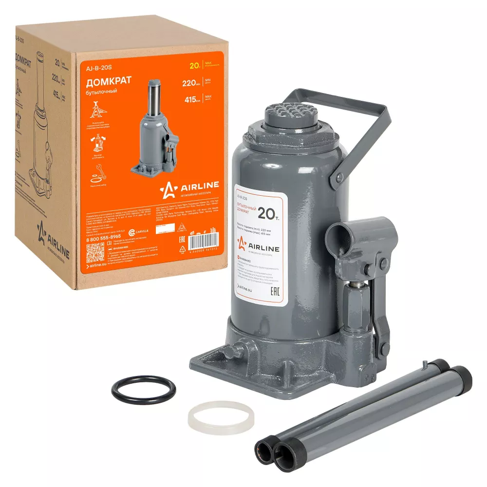 Домкрат бутылочный 20т 220-415мм - Артикул AJB20S - Производитель Airline - Фото, Отзывы, Цены 