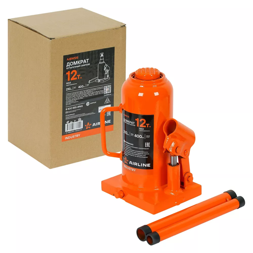Домкрат бутылочный сварной 12т 210-400мм INDUSTRY - Артикул AJBW12S - Производитель Airline - Фото, Отзывы, Цены 