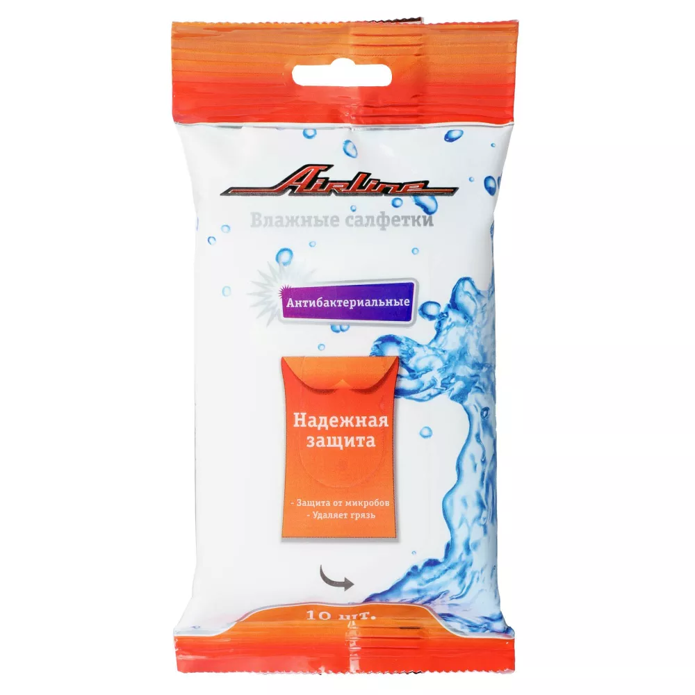 Салфетки влажные антибактериальные (10 шт.) - Артикул ANA02 - Производитель Airline - Фото, Отзывы, Цены 