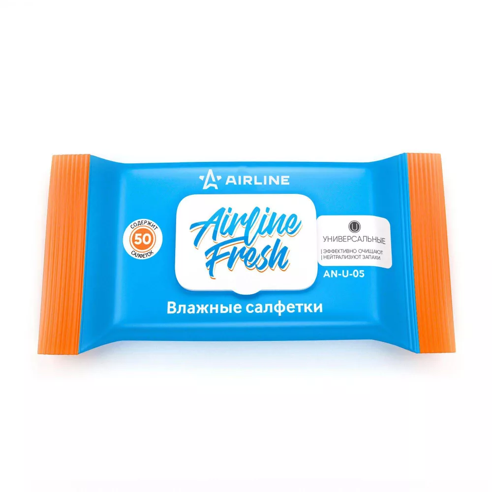 Салфетки влажные универсальные с пласт. клапаном (50 шт.) - Артикул ANU05 - Производитель Airline - Фото, Отзывы, Цены 