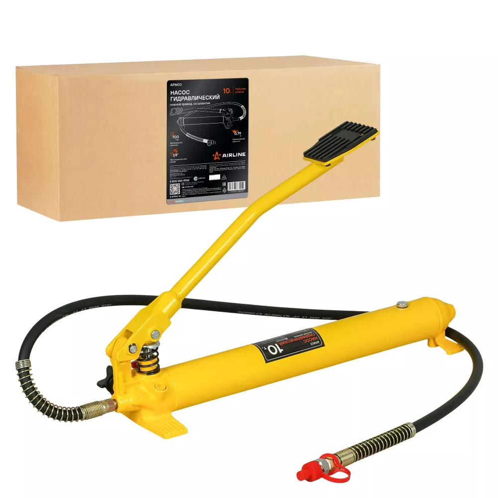 Насос гидравлический 10т, ножной привод, шланг - Артикул APM03 - Производитель Airline - Фото, Отзывы, Цены 