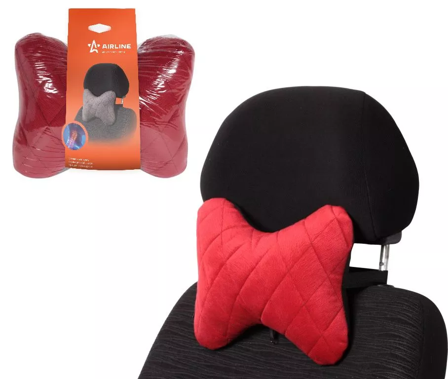 Подушка-косточка на подгол. "Алькантара",ткань, 1 шт., красная - Артикул ASPB04 - Производитель Airline - Фото, Отзывы, Цены 