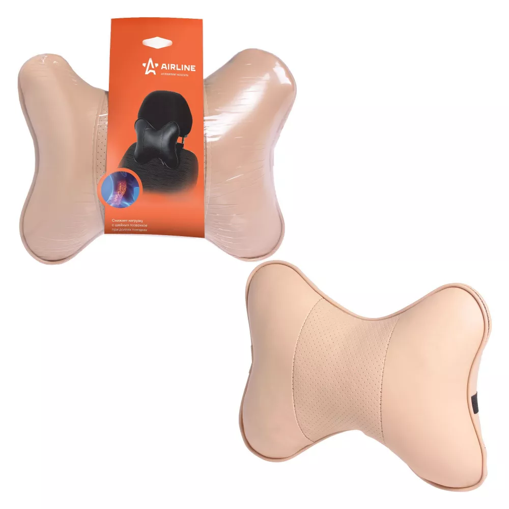 Подушка-косточка на подгол. "Лима", экокожа, 1 шт., бежевая - Артикул ASPB07 - Производитель Airline - Фото, Отзывы, Цены 